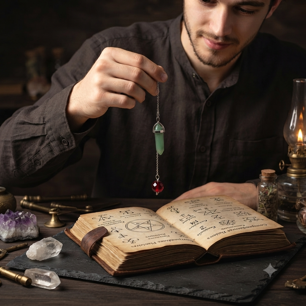Pendule vert  perle rouge La fée bricole