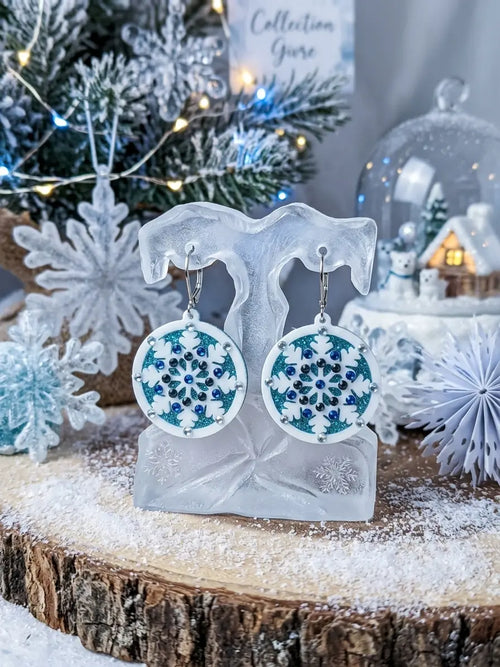 Impression 3D flocon de neige blanc avec strass bleu La fée bricole