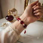 Bracelet corde blanche perles rouges La fée bricole
