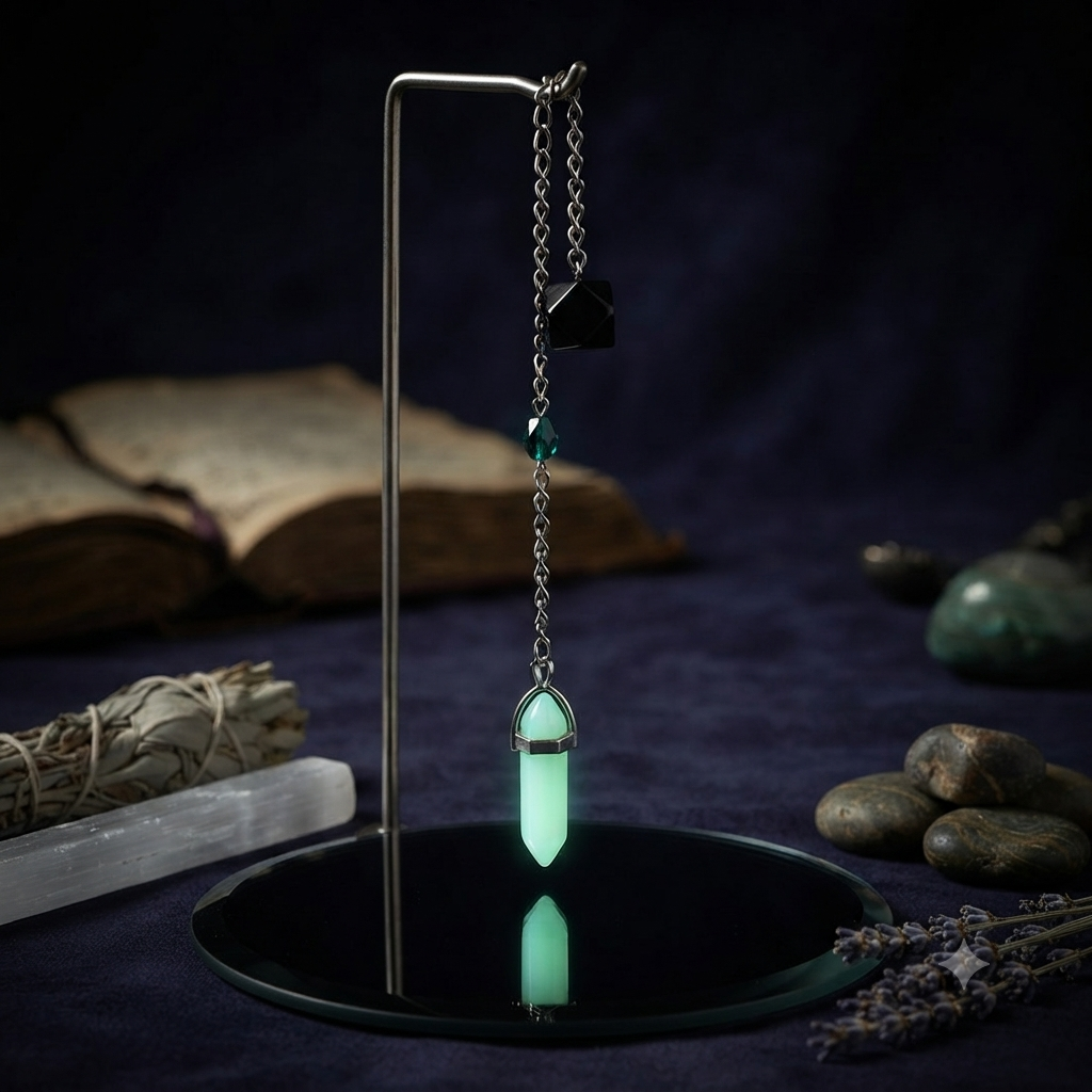 Pendule vert pâle, perles turquoise, noir La fée bricole