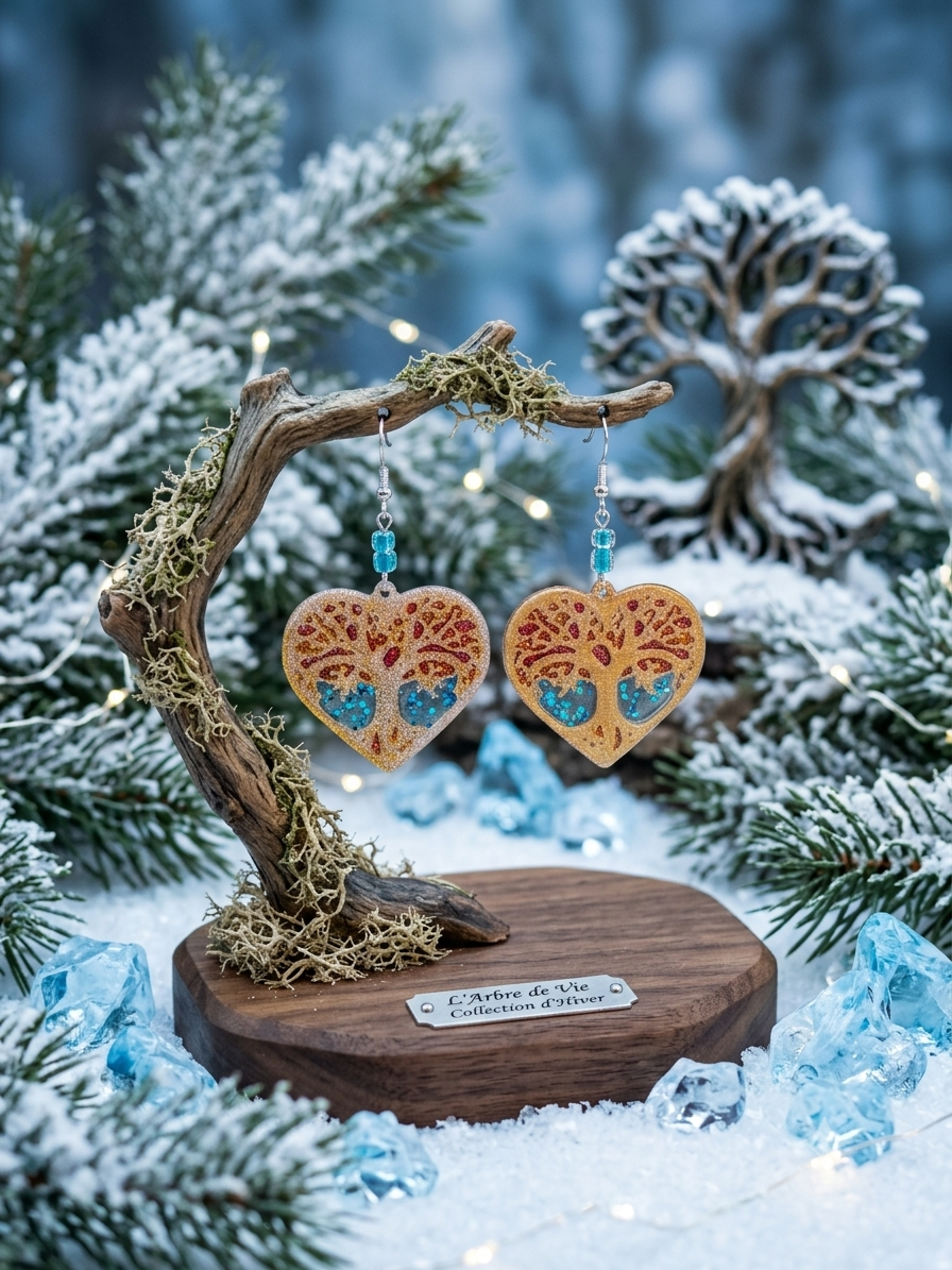 Impréssion 3D Cœur arbre de vie doré La fée bricole