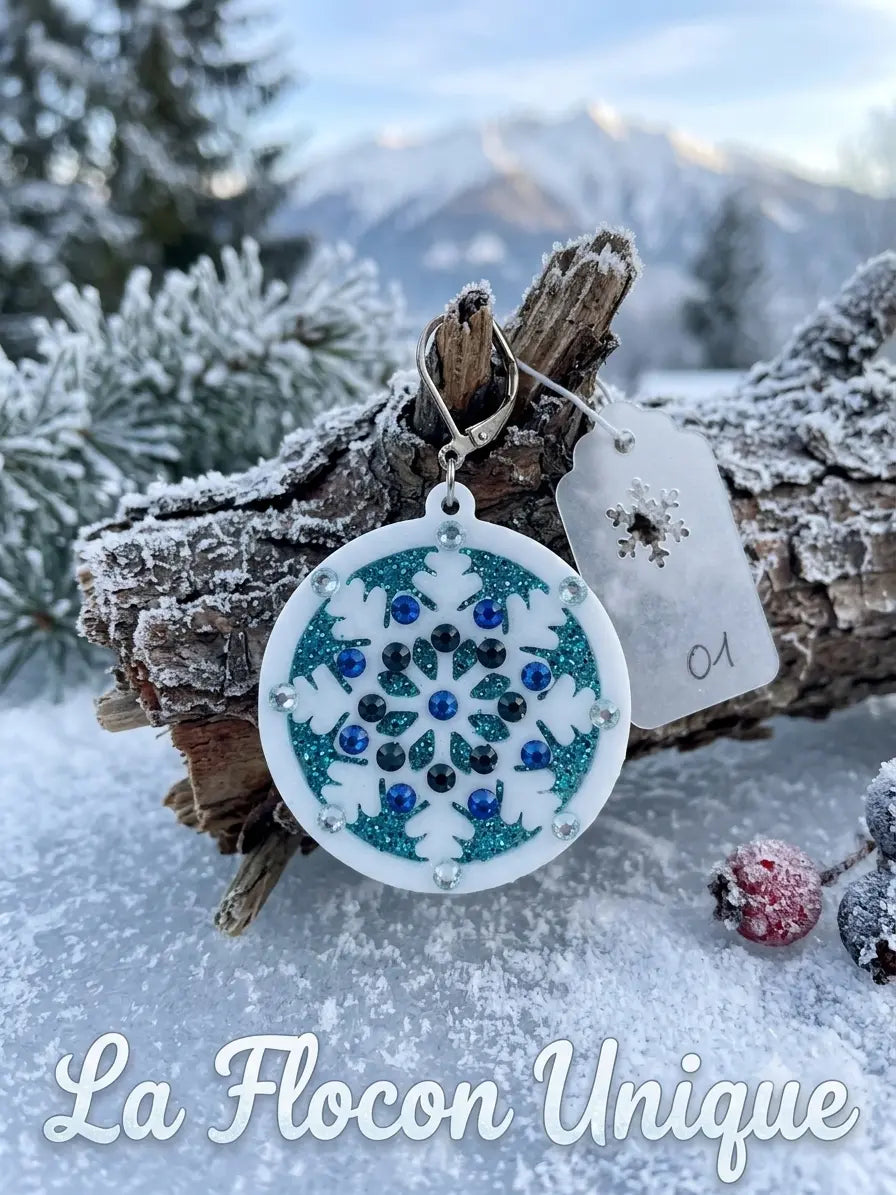 Impression 3D flocon de neige blanc avec strass bleu La fée bricole