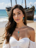 Ancre perle turquoise, boule métal