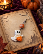 Fantôme blanc  perle orange spirale argenté La fée bricole