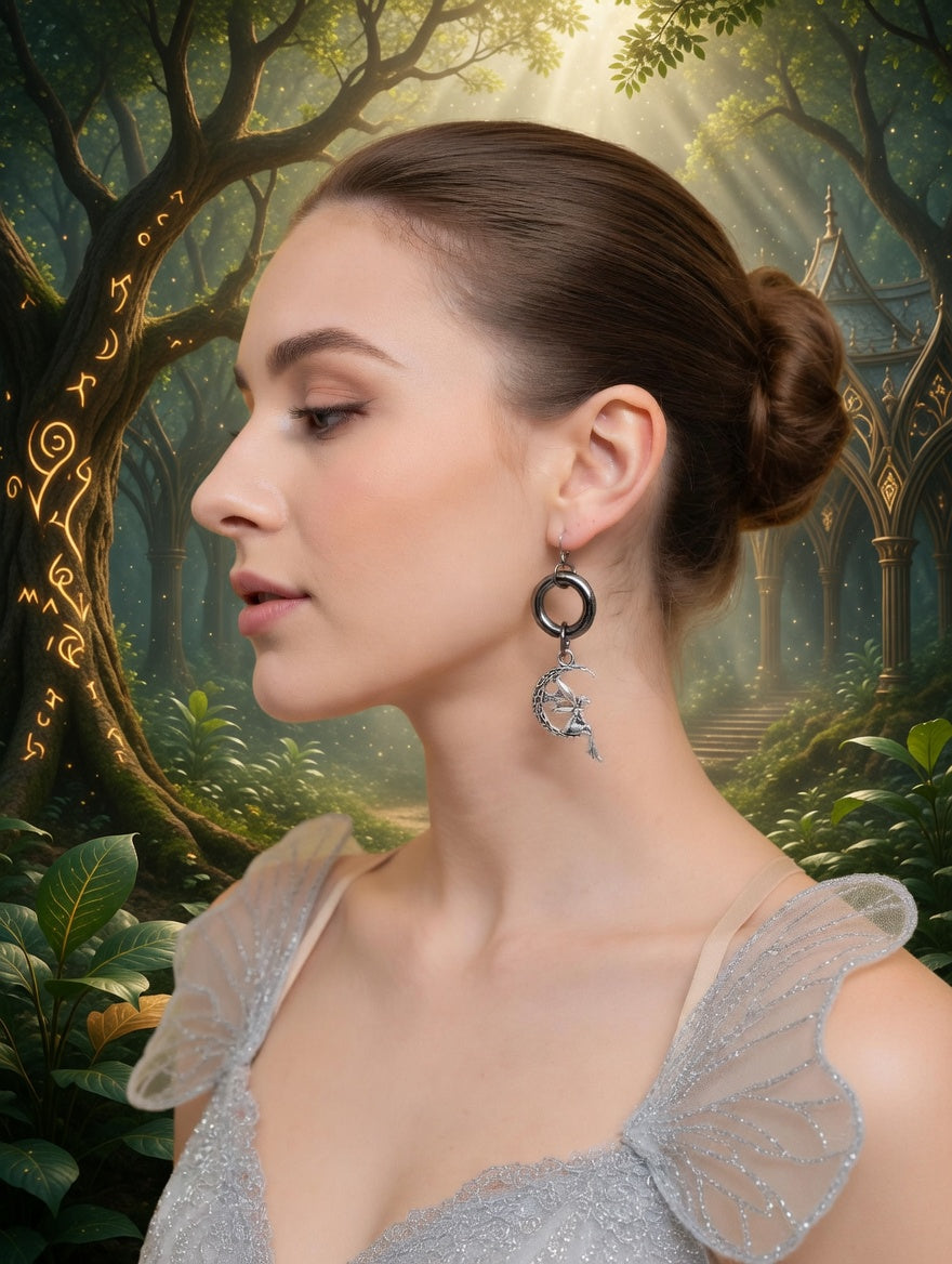Anneau obsidienne noir fée lune