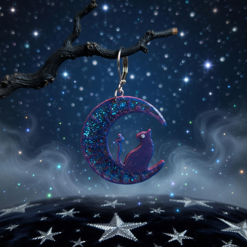 Impression 3D Chat quartier de lune bleu