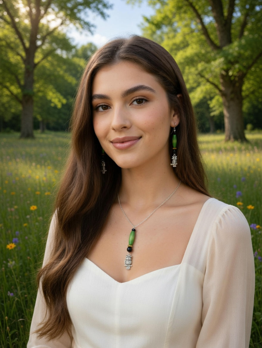 Hiboux perles verte, noir