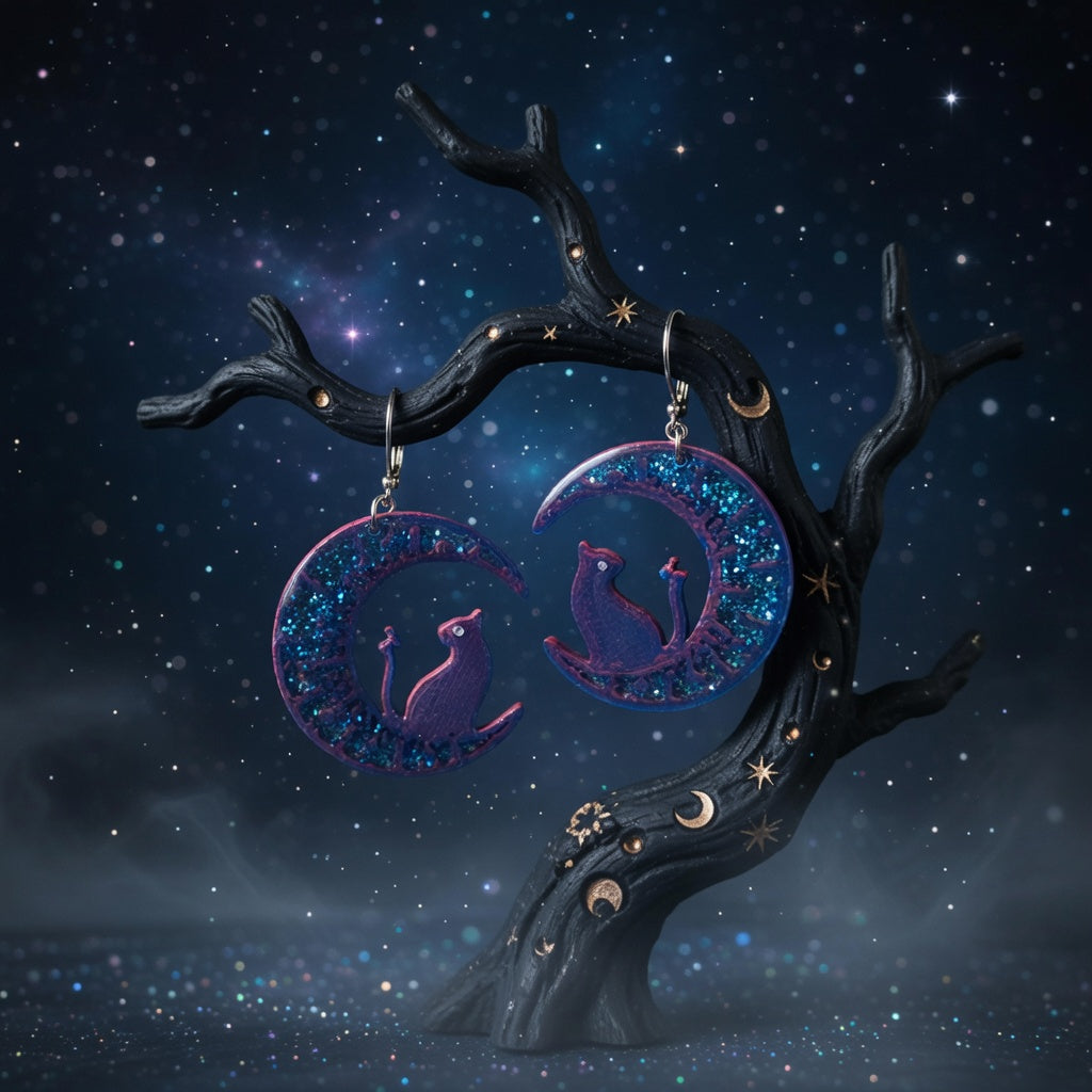 Impression 3D Chat quartier de lune bleu